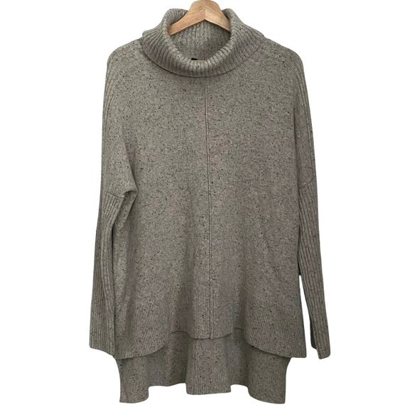 Saks Fifth 5th Avenue Cashmere Sweater Turtleneck Hi-Low Gray Longline Tunic - Picture 1 of 7